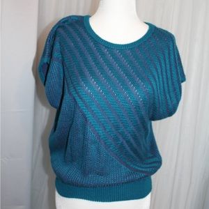 Devon Teal Short Sleeve Vintage Sweater